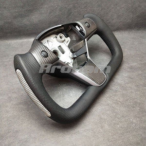 Yoke Steering Wheel Carbon Fiber And Perforated Leather For Tesla 2017 2018 2019 2020 2021 2022 2023Model 3 Model Y