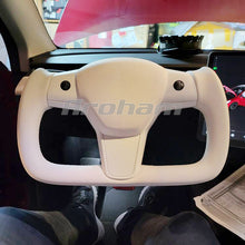 Carica l&#39;immagine nel visualizzatore di Gallery, Yoke Steering Wheel White Leather And Special Design Customized For Tesla M3 My 2017 2018 2019 2020 2021 2022 2023 For Model 3 Model Y
