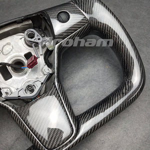 Yoke Steering Wheel All Full Carbon Fiber DIY Racing Style Keep Heating 2017 2018 2019 2020 2021 2022 2023 For Tesla Model 3 Model Y