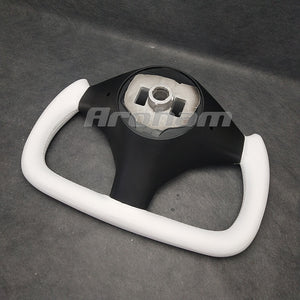 Yoke Steering Wheel Special Design With White Leather and Carbon Fiber Customized For Tesla Model S Model X 2019 2020 2021 2022 2023
