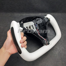 Charger l&#39;image dans la galerie, Yoke Steering Wheel Special Design With White Leather and Carbon Fiber Customized For Tesla Model S Model X 2019 2020 2021 2022 2023
