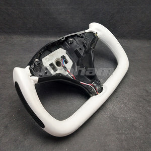 Yoke Steering Wheel Special Design With White Leather and Carbon Fiber Customized For Tesla Model S Model X 2019 2020 2021 2022 2023