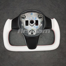 Charger l&#39;image dans la galerie, Aroham Yoke Carbon Fiber Steering Wheel White Leather With Heating No Heating For Tesla Model Y Model 3 2017 2018-2021 2022 2023
