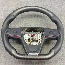 Cargar imagen en el visor de la galería, Real Glossy Matte Carbon Fiber Steering Wheel Fit For Tesla Model X Model S 2022 2023 With Heating Function
