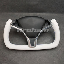 Load image into Gallery viewer, Yoke Steering Wheel White Leather Customized High Quality 2014 2015 2016 2017 2018 2019 2020 2021 2022 2023For Tesla Model S Model X

