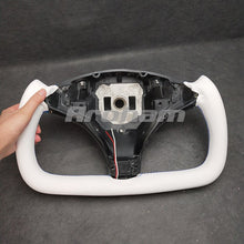 Charger l&#39;image dans la galerie, Yoke Steering Wheel White Leather Customized High Quality 2014 2015 2016 2017 2018 2019 2020 2021 2022 2023For Tesla Model S Model X
