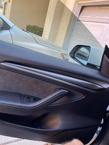 Real Carbon Fiber Interior For Tesla Model 3 Model Y Center Console Dashboard Door Trim Strip Front 2017-2020 2021 2022 2023Only For Left Drive