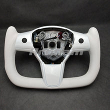 Load image into Gallery viewer, Yoke Steering Wheel White Leather And Special Design Customized For Tesla M3 My 2017 2018 2019 2020 2021 2022 2023 For Model 3 Model Y
