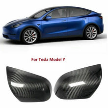 Cargar imagen en el visor de la galería, Real Dry Carbon Fiber Rear View Mirror Cover  Caps Car Accessories Fit For Tesla Model Y 2020 2021
