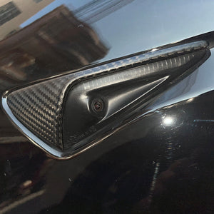 Real Carbon Fiber For Tesla Model 3 2021-2023 Model Y Car Side Marker Turn Signal Cover Side Camera Fender Overlay