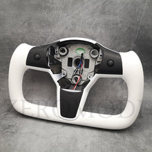 Cargar imagen en el visor de la galería, White+Matte Black Steering Wheel For Tesla Yoke Steering Wheel Model Y Model 3 2017 2018 2019 2020 2021 2022 2023
