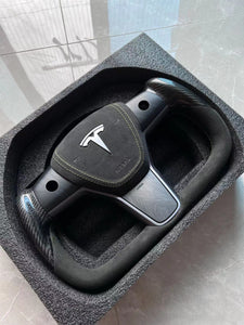 For Tesla High-end custom style steering wheel YOKE steering wheel carbon brazing dimensional steering wheel model3/modely