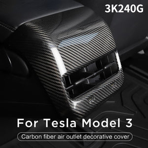 Real Carbon Fiber Air Outlet Cover for Tesla Model 3 Rear Armrest Box  Car Accessories Interior Modification Decoratiion Matte